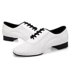 Men's 2cm White Leatherette Heels Ballroom Dance Shoes
