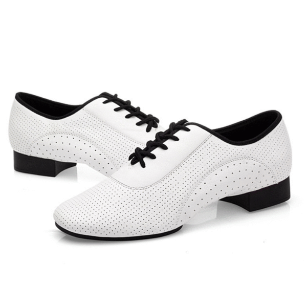 Men's 2cm White Leatherette Heels Ballroom Dance Shoes