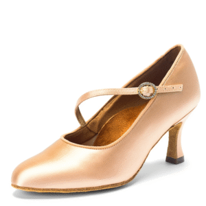Women's Light Brown Satin Custom Heels Closed Toe Pumps Ballroom Modern Dance Shoes