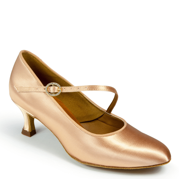 Women's Light Brown Satin Custom Heels Closed Toe Pumps Ballroom Modern Dance Shoes - Image 4