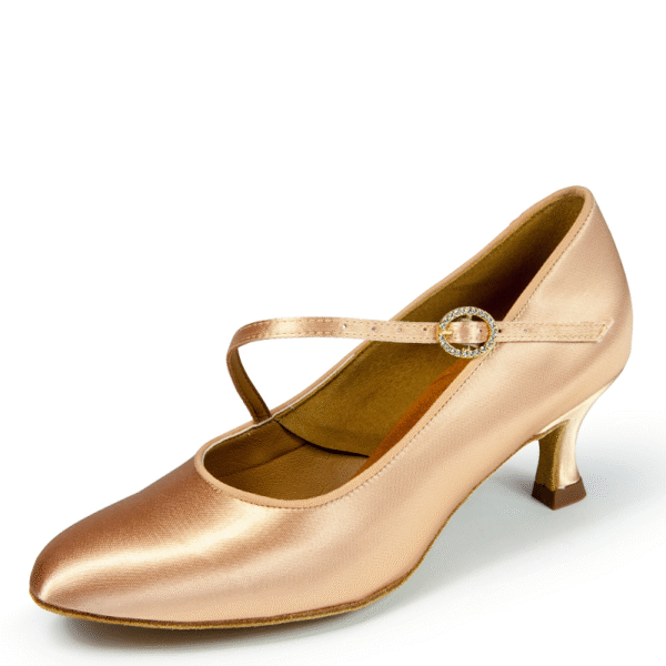 Women's Light Brown Satin Custom Heels Closed Toe Pumps Ballroom Modern Dance Shoes - Image 3