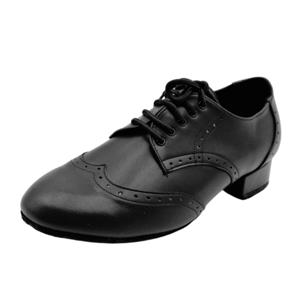 Men's 2cm Black Leatherette Heels Ballroom Dance Shoes - Image 2