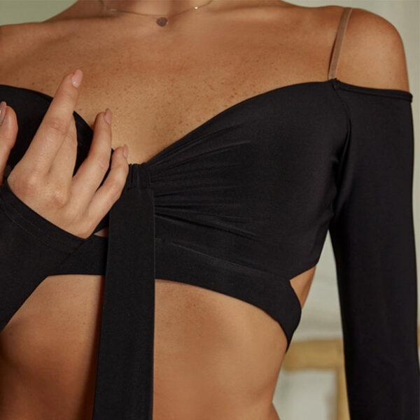 Z Women's V-Neck Sling Long Sleeve Dance Tops Practice DanceWear - Image 4