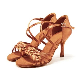 Women's Satin Customized Heel Ballroom Dance Shoes Latin Shoes