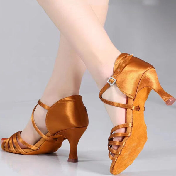 Women's Satin Customized Heel Ballroom Dance Shoes Latin Shoes - Image 8