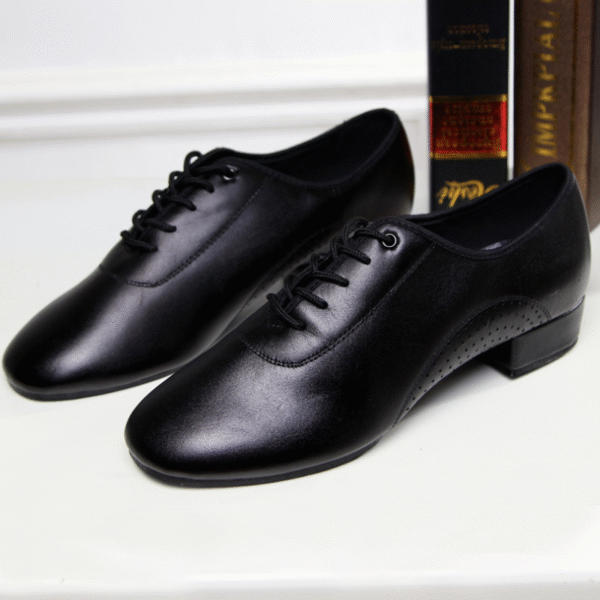 Men's 2.5cm Black Leatherette Heels Ballroom Dance Shoes - Image 3