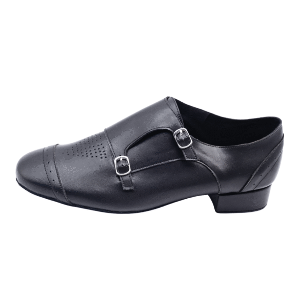 Men's 2cm Black Leatherette Heels Ballroom Dance Shoes - Image 3