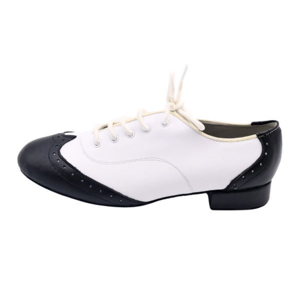 Men's 3cm Black and White Leatherette Heels Ballroom Dance Shoes - Image 3