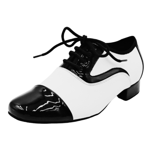 Men's 2cm Black and White Leatherette Heels Ballroom Dance Shoes - Image 2