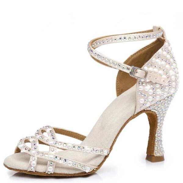 Women's Satin Customized Heel Latin Shoes Salsa Shoes  Ballroom Dance Shoes - Image 3