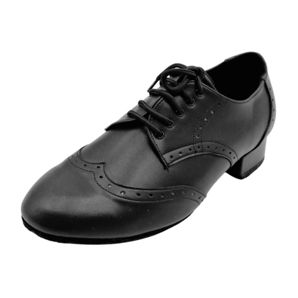 Men's 2cm Black Leatherette Heels Ballroom Dance Shoes - Image 3