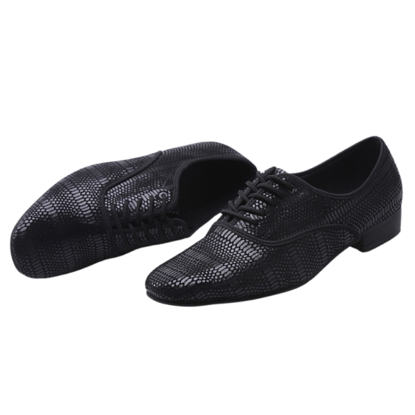 Men's Black Leatherette 3cm Heels Ballroom Dance Shoes - Image 3