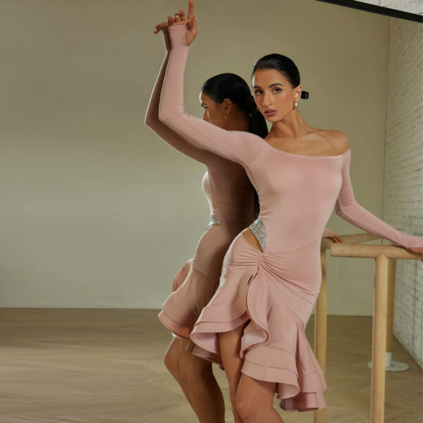 Z Women's One-Shoulder Long Sleeve Dance Dress DanceWear - Image 5
