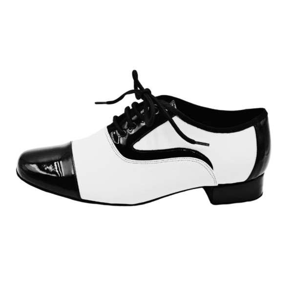 Men's 2cm Black and White Leatherette Heels Ballroom Dance Shoes - Image 3