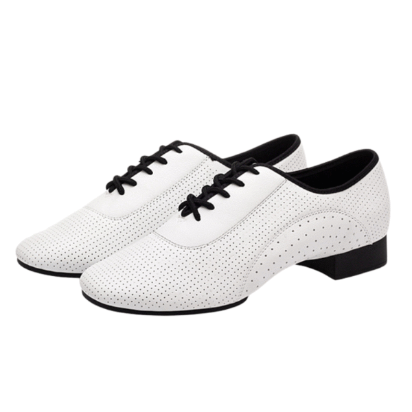 Men's 2cm White Leatherette Heels Ballroom Dance Shoes - Image 3