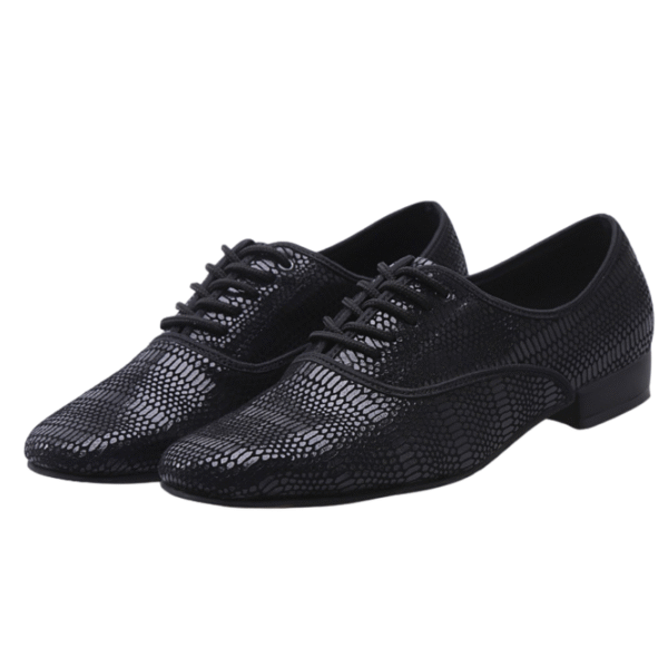 Men's Black Leatherette 3cm Heels Ballroom Dance Shoes - Image 2