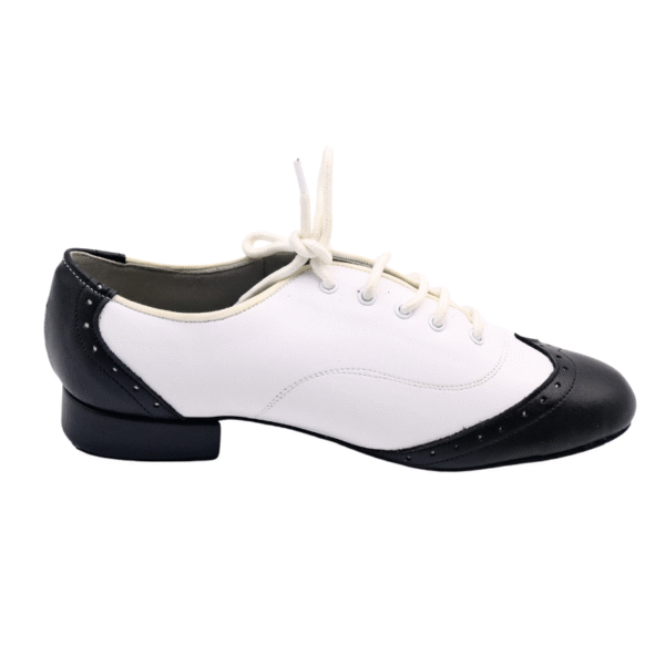 Men's 3cm Black and White Leatherette Heels Ballroom Dance Shoes - Image 5