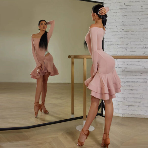 Z Women's One-Shoulder Long Sleeve Dance Dress DanceWear - Image 6