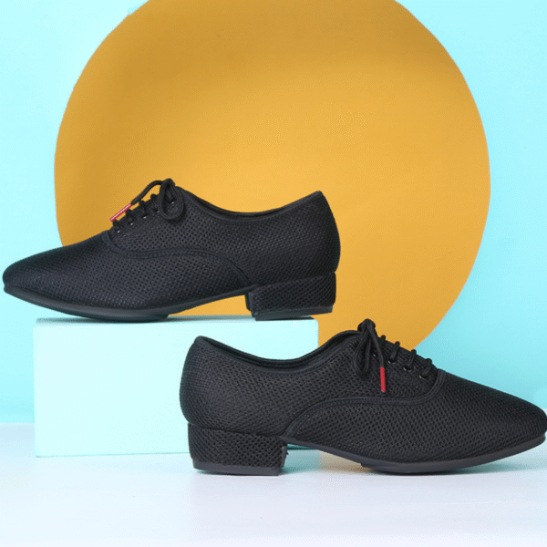 Men's Black Mesh 2.5cm Heels Ballroom Dance Shoes - Image 2