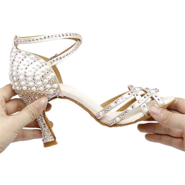 Women's Satin Customized Heel Latin Shoes Salsa Shoes  Ballroom Dance Shoes - Image 5