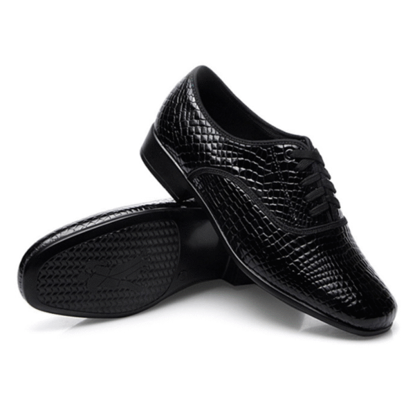 Men's 2.5cm Black Leatherette Heels Ballroom Dance Shoes - Image 3
