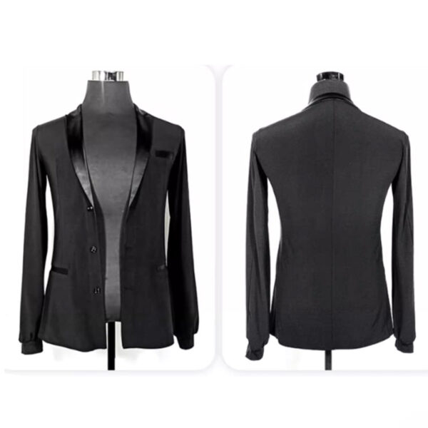 YJFY Men's Long Sleeve V Neck Latin Dance Tops Dance Wear - Image 3
