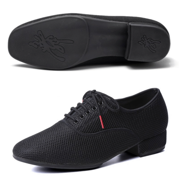 Men's Black Mesh 2.5cm Heels Ballroom Dance Shoes - Image 6