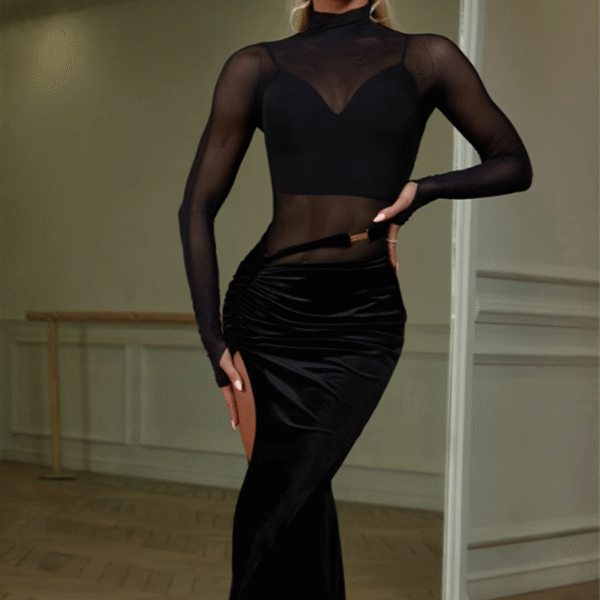 Z Women's Long Sleeve Latin Practice Dance Wear Dance Bodysuit Leotards - Image 7