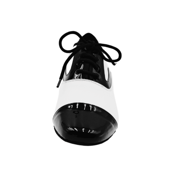 Men's 2cm Black and White Leatherette Heels Ballroom Dance Shoes - Image 5