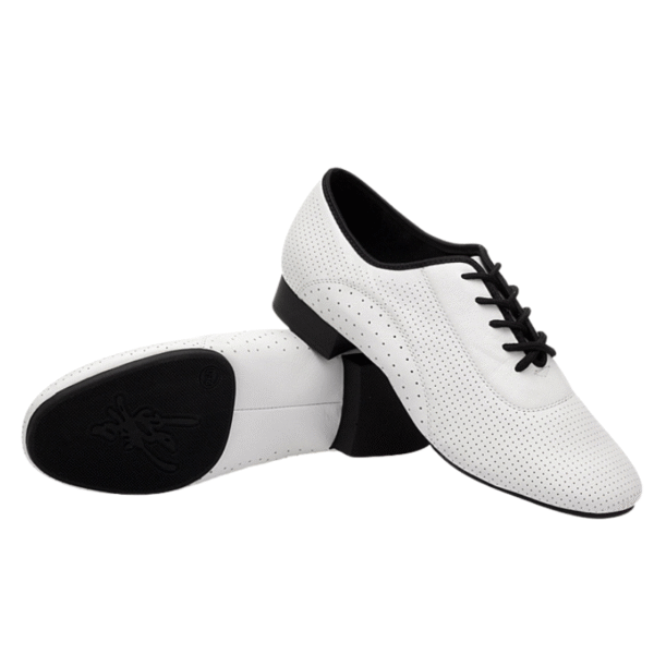 Men's 2cm White Leatherette Heels Ballroom Dance Shoes - Image 5