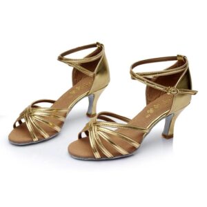 Women's Microfiber Leather 5.5cm/7.5cm Heel Strappy Latin Dance Shoes Ballroom Dance Shoes