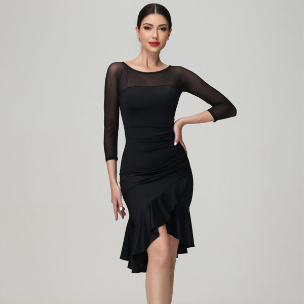 Customisable-Women's Black Long Sleeve Dance Wear Dance Dress Performance Wear - Image 4