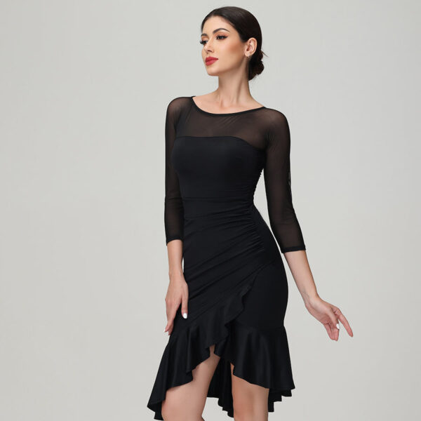 Customisable-Women's Black Long Sleeve Dance Wear Dance Dress Performance Wear - Image 5