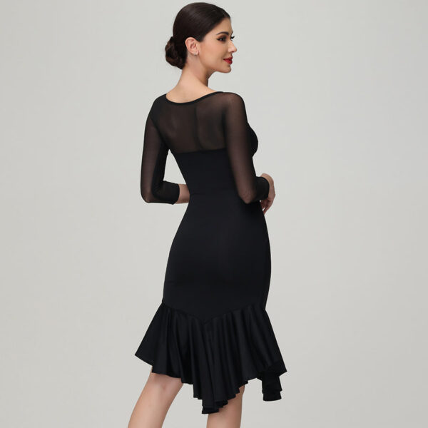 Customisable-Women's Black Long Sleeve Dance Wear Dance Dress Performance Wear - Image 3