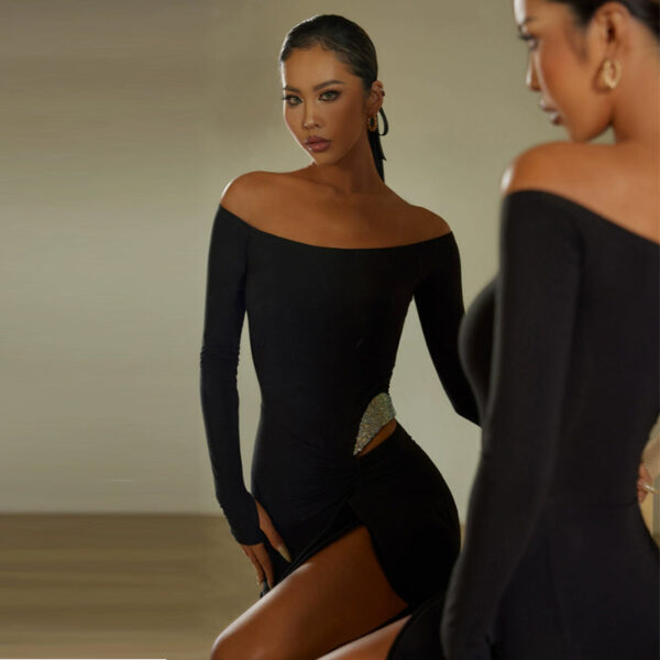 Z Women's One-Shoulder Long Sleeve Dance Dress DanceWear - Image 3