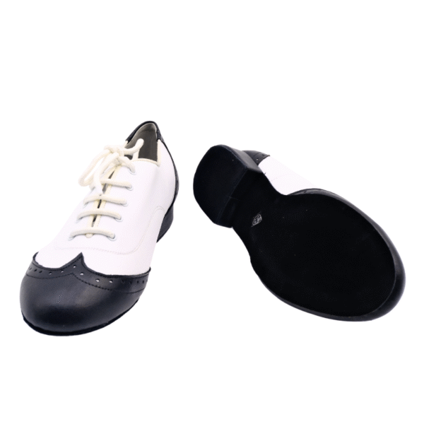 Men's 3cm Black and White Leatherette Heels Ballroom Dance Shoes - Image 6