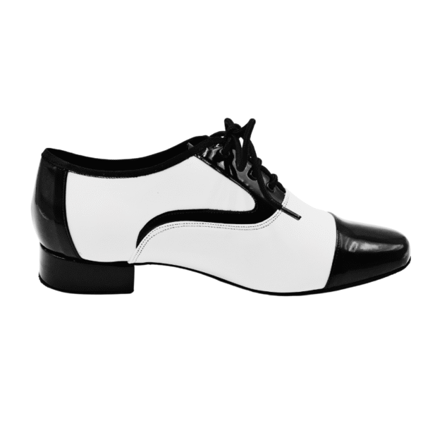 Men's 2cm Black and White Leatherette Heels Ballroom Dance Shoes - Image 6