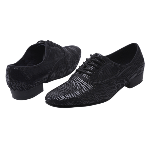 Men's Black Leatherette 3cm Heels Ballroom Dance Shoes - Image 4
