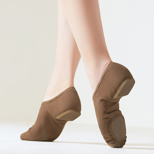 Kids Dark Brown Canvas Flats Jazz Teaching & Practice Shoes - Image 2