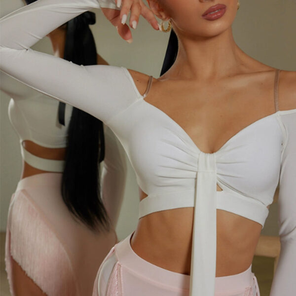 Z Women's V-Neck Sling Long Sleeve Dance Tops Practice DanceWear - Image 5