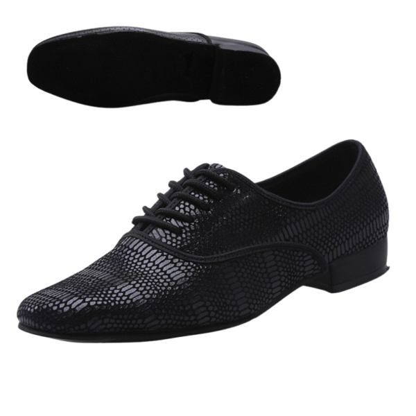 Men's Black Leatherette 3cm Heels Ballroom Dance Shoes - Image 9