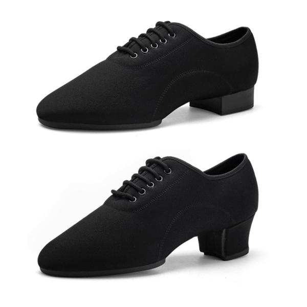 Men's Black Oxford Cloth Ballroom Dance Shoes - Image 9
