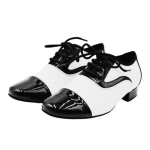 Men's 2cm Black and White Leatherette Heels Ballroom Dance Shoes