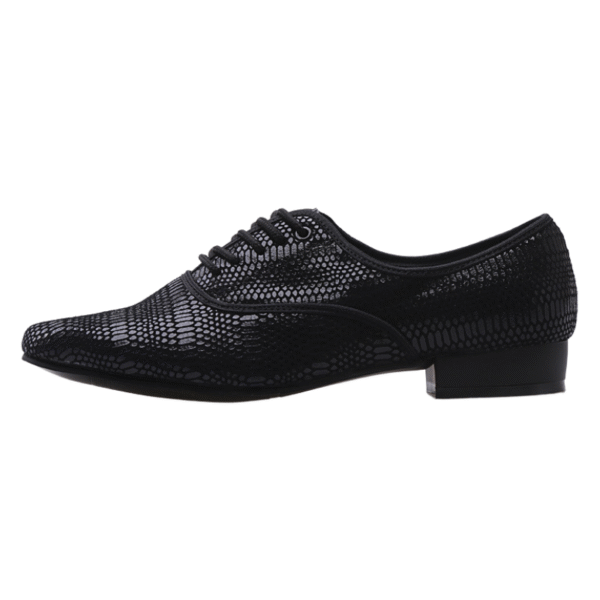 Men's Black Leatherette 3cm Heels Ballroom Dance Shoes - Image 7