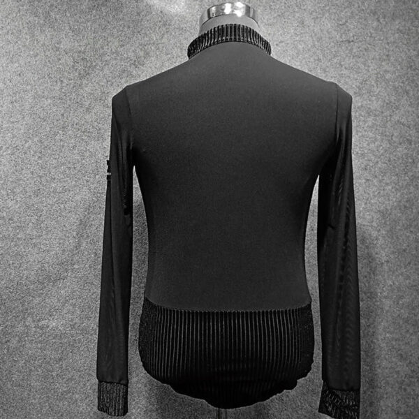 YJFY-Men's Long Sleeve V Neck Latin Dance Tops Dance Wear - Image 5