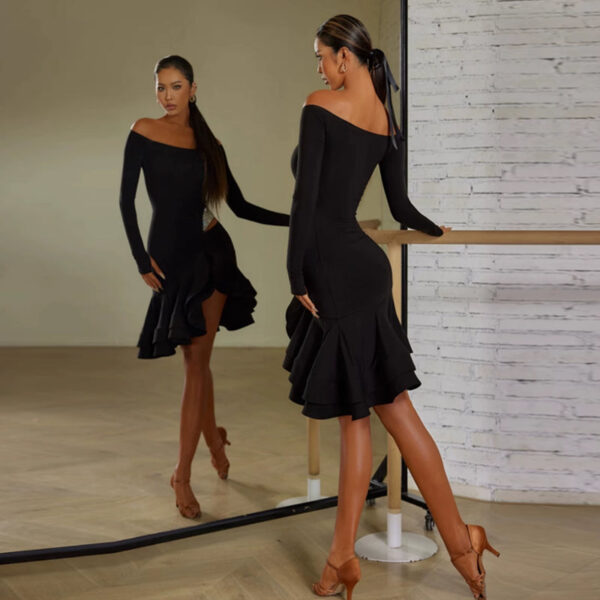 Z Women's One-Shoulder Long Sleeve Dance Dress DanceWear - Image 2