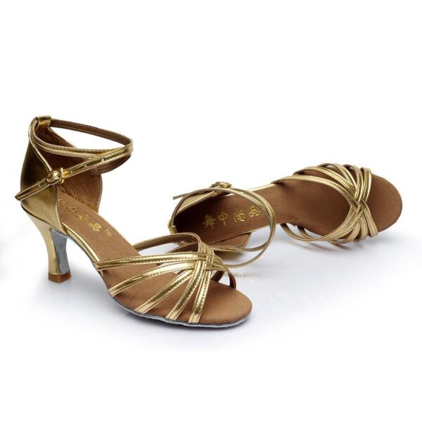 Women's Microfiber Leather 5.5cm/7.5cm Heel Strappy Latin Dance Shoes Ballroom Dance Shoes - Image 9