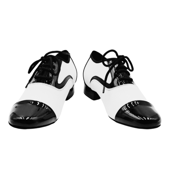 Men's 2cm Black and White Leatherette Heels Ballroom Dance Shoes - Image 8