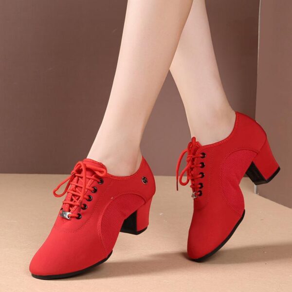 Women's Canvas 5cm Heels Ballroom With Lace-up Teaching & Practice Shoes - Image 2
