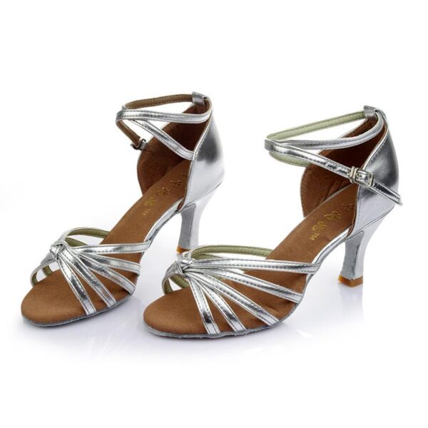 Women's Leather 5.5cm/7.5cm Heels Strappy Knot Latin Dance Shoes Ballroom Dance Shoes - Image 2